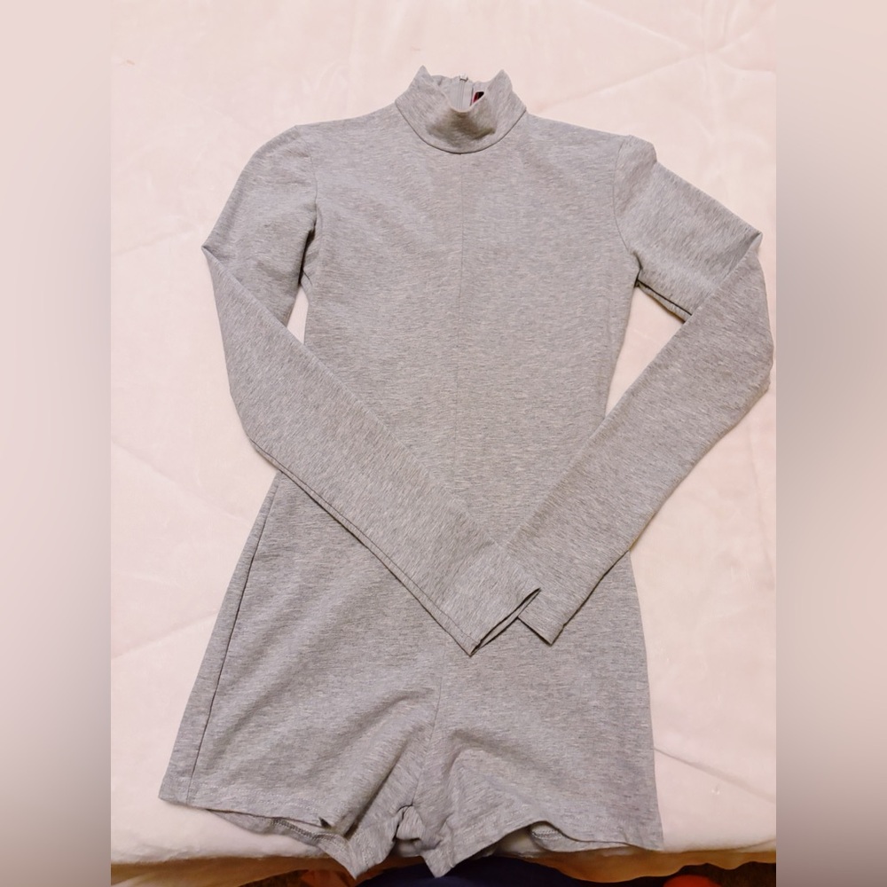 Edikted Heather Gray Long Sleeve Turtleneck Romper
